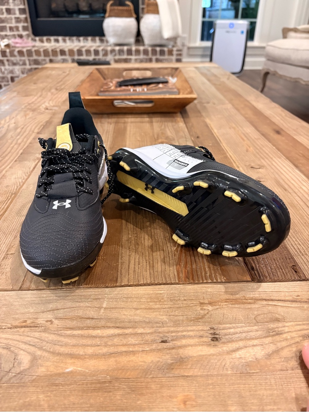 Under Armour Kids Black & Yellow Athletic Cleats